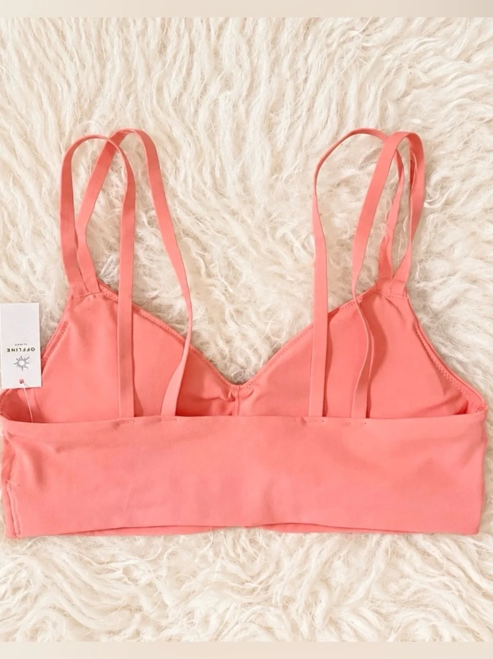 NWT Aerie Real Me Ruched Strappy Sports Bra in Wild Peach Sz S.